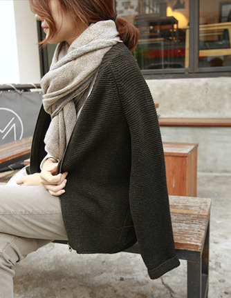 knitted zip-up cardigan